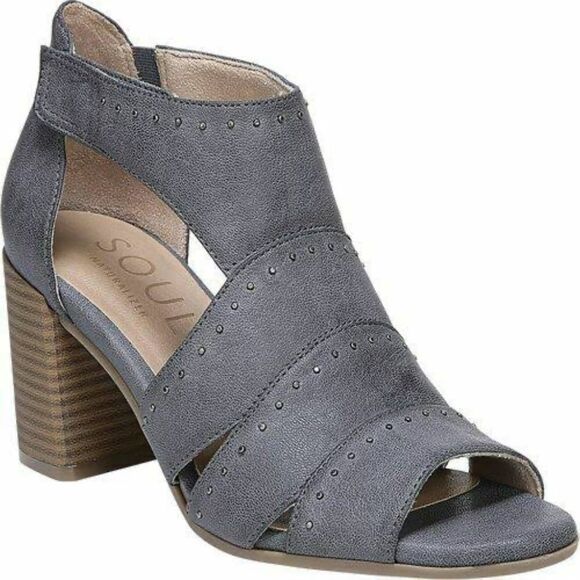Naturalizer Gray Block Heel Sandals - Picture 1 of 8